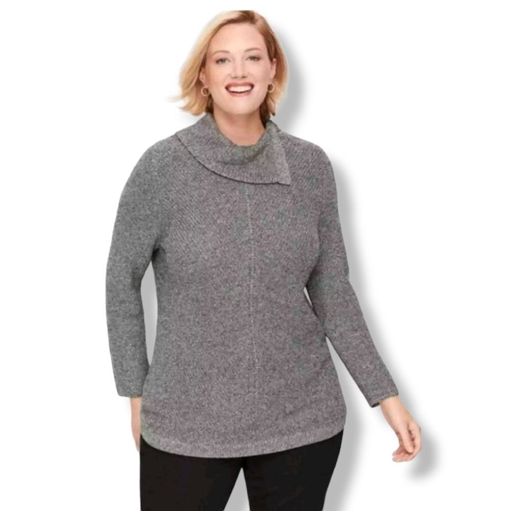 Talbots marled split neck tunic sweater 3x